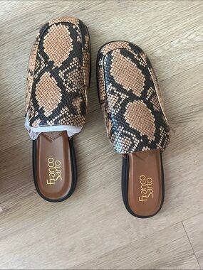 Womens Franco Sarto Snake-Print Slip-On Loafers